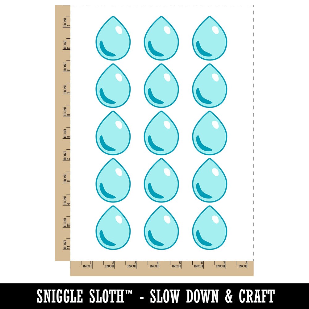 Water Drop Icon Outline Temporary Tattoo Water Resistant Fake Body Art Set Collection (1 Sheet)