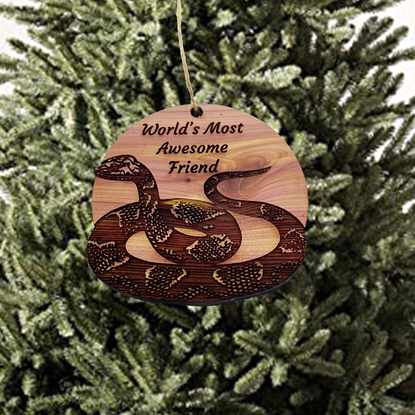 Worlds Most Awesome Snake Snake - Cedar Ornament