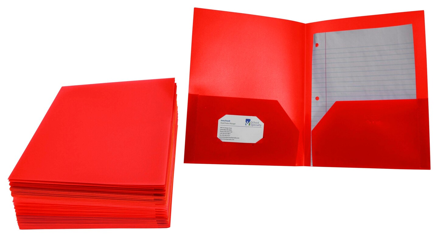 School Smart 2-Pocket Poly Folders, Pack of 25