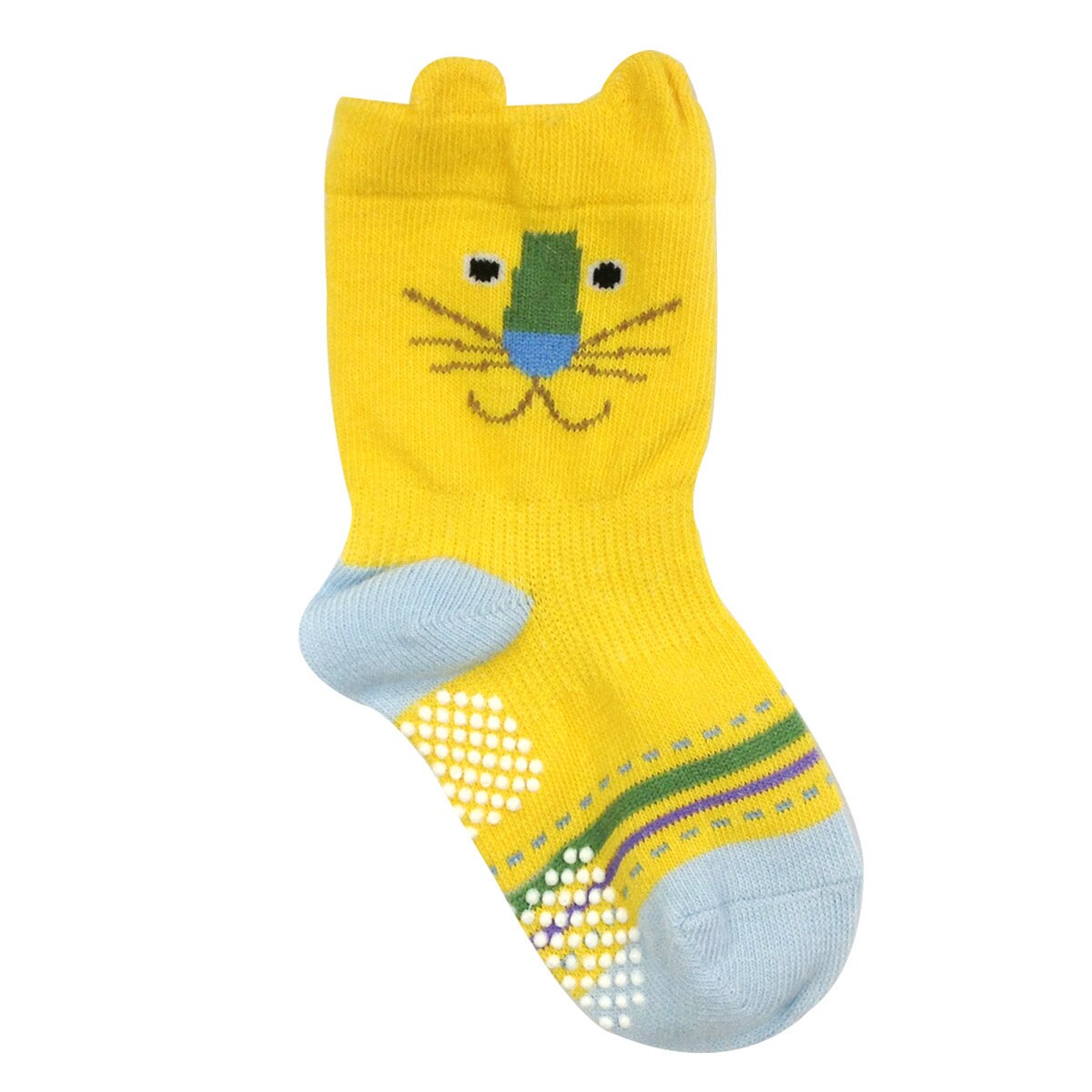 Wrapables Peek A Boo Animal Non-Skid Toddler Socks Set of 3, Lion (Small)