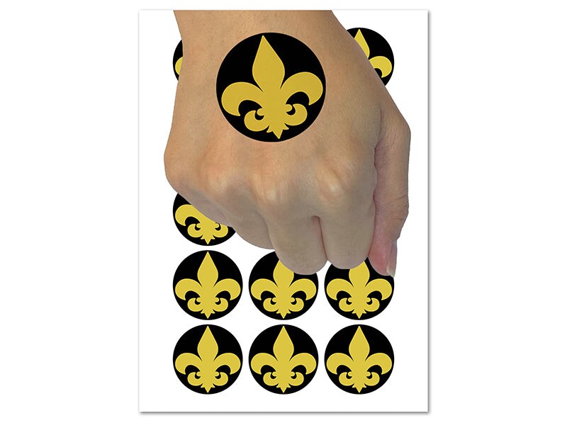 Fleur De Lis Solid Temporary Tattoo Water Resistant Fake Body Art Set Collection 1 Sheet 2554