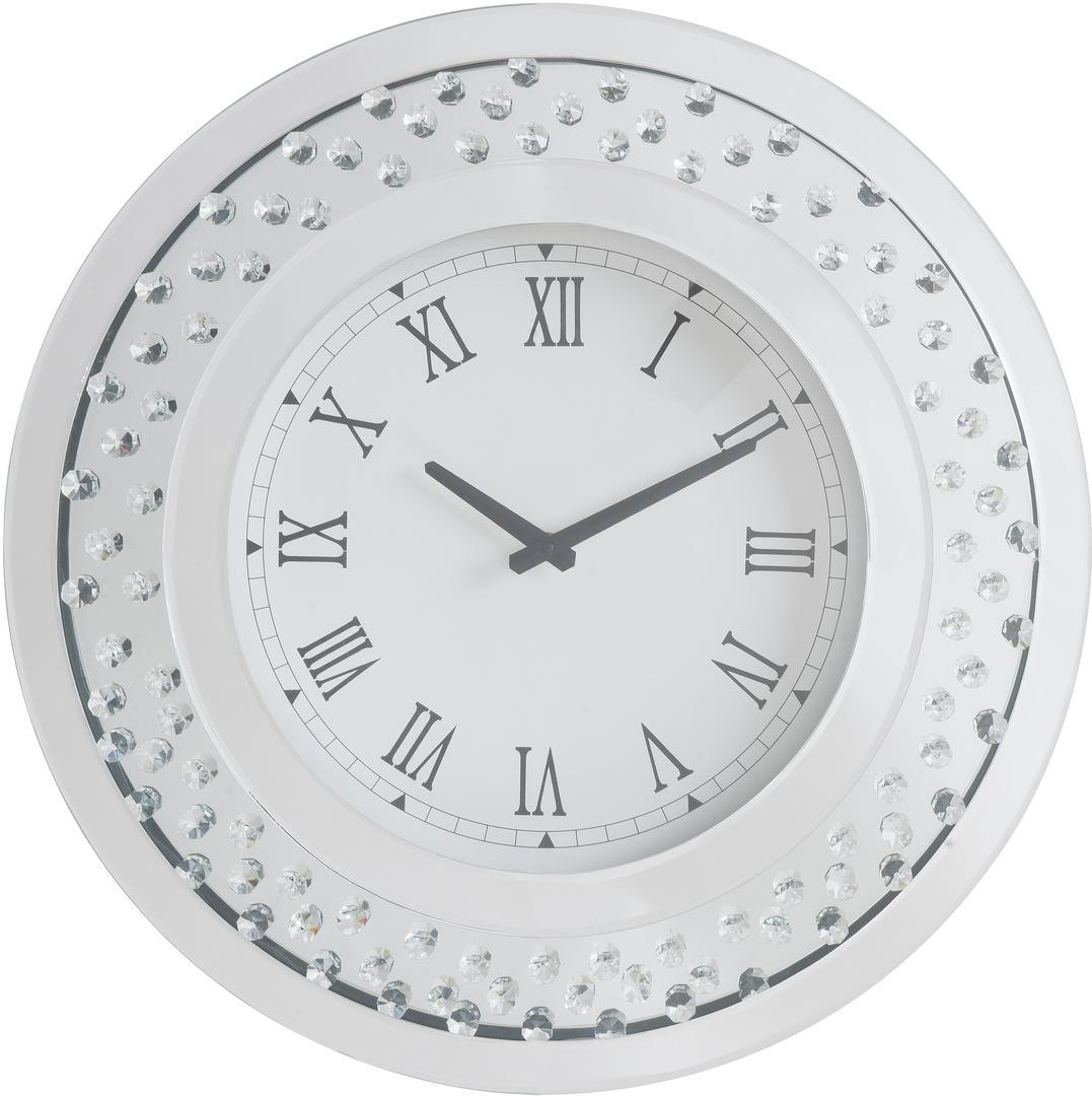 ACME Nysa Wall Clock in Mirrored &#x26; Faux Crystals
