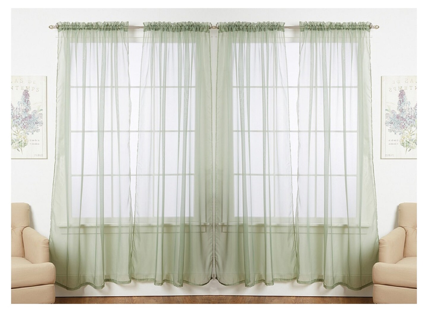 J&V TEXTILES 4-Pack Value: Solid Sheer Window Curtain Panels