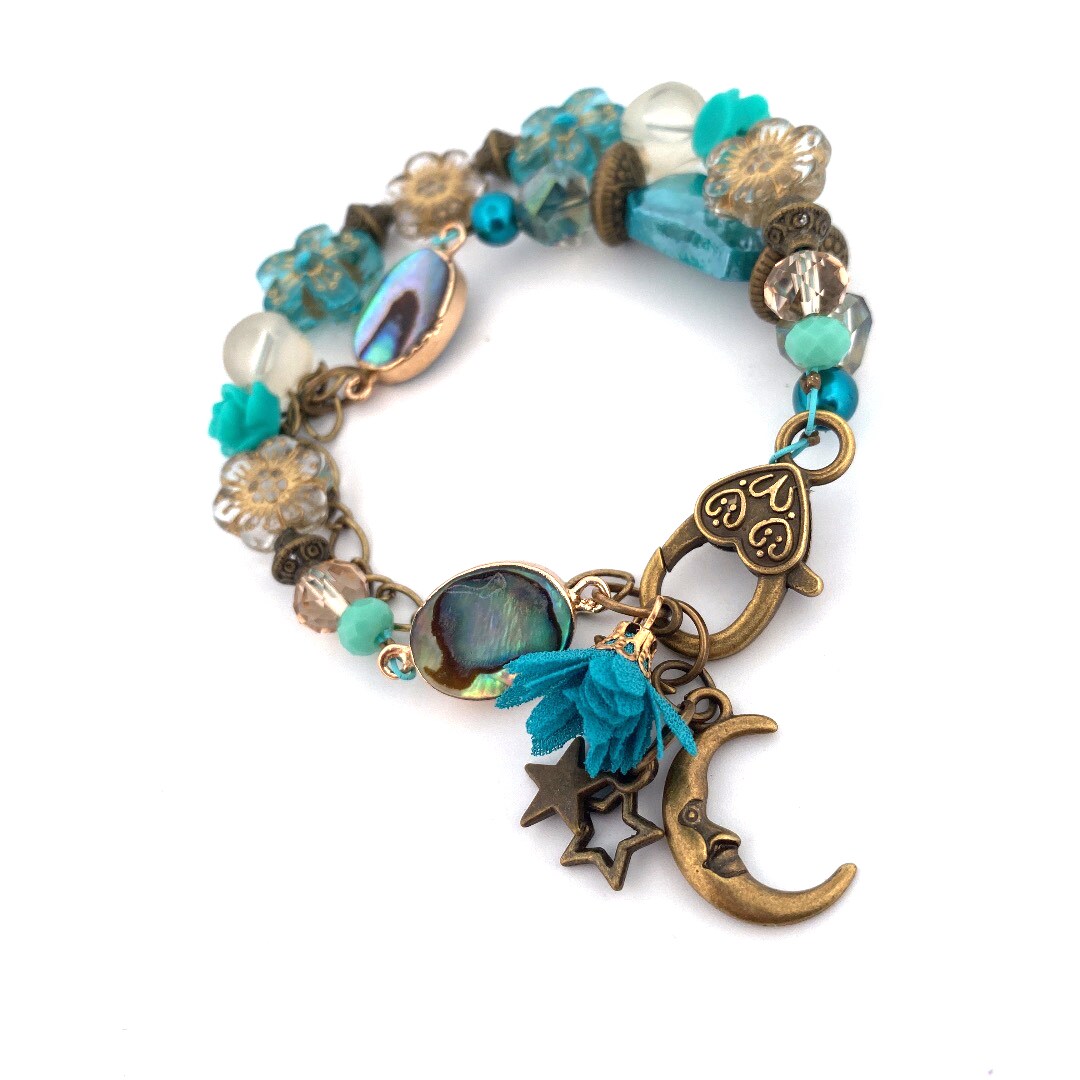 Brass Charm & Tassel Beaded Necklace Brass Charm & Tassel Beaded Necklace