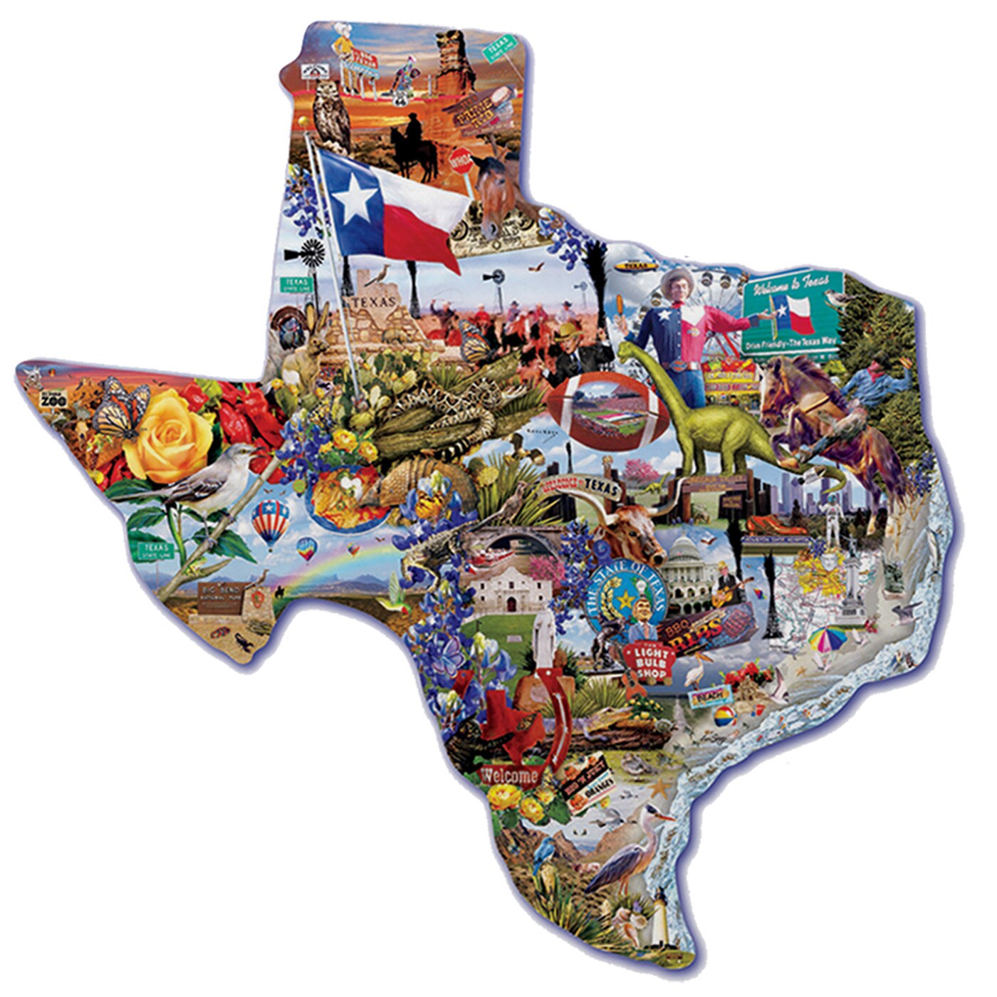 Sunsout Welcome to Texas 1000 pc Special Shape Jigsaw Puzzle 95373