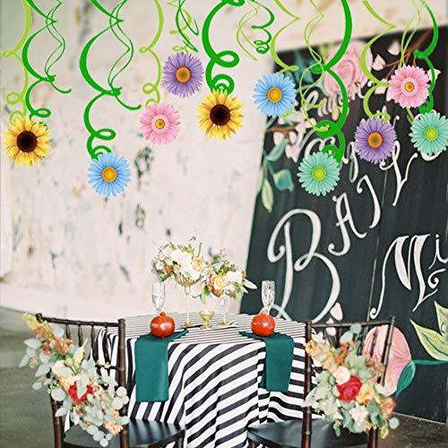 30 Pieces Autume Summer Spring Sun Flowers Hanging Swirl Decorations,Themed Birthday Party,Party Supplies,Ceiling Decorations for Girls,Boys,Kids, Bedroom,Classroom,Baby Shower