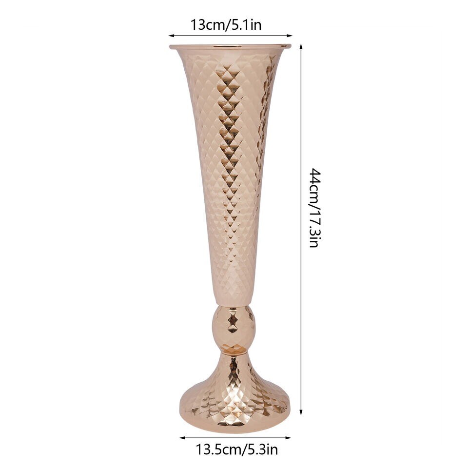 Gold 10Pcs Tall Trumpet Vase Wedding Centerpieces for Tables, Metal Flower Stand