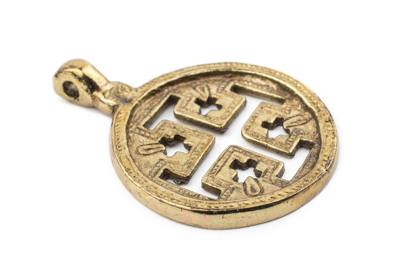 TheBeadChest Jerusalem Ethiopian Brass Cross Pendant (70x50mm)