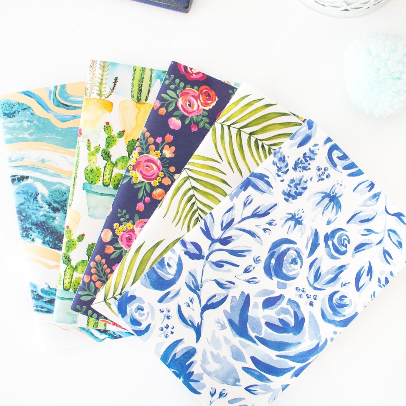 bloom daily planners Mini Lined Notebook Set of 5, 3.5&#x22; x 5.5&#x22;, Assorted Patterns