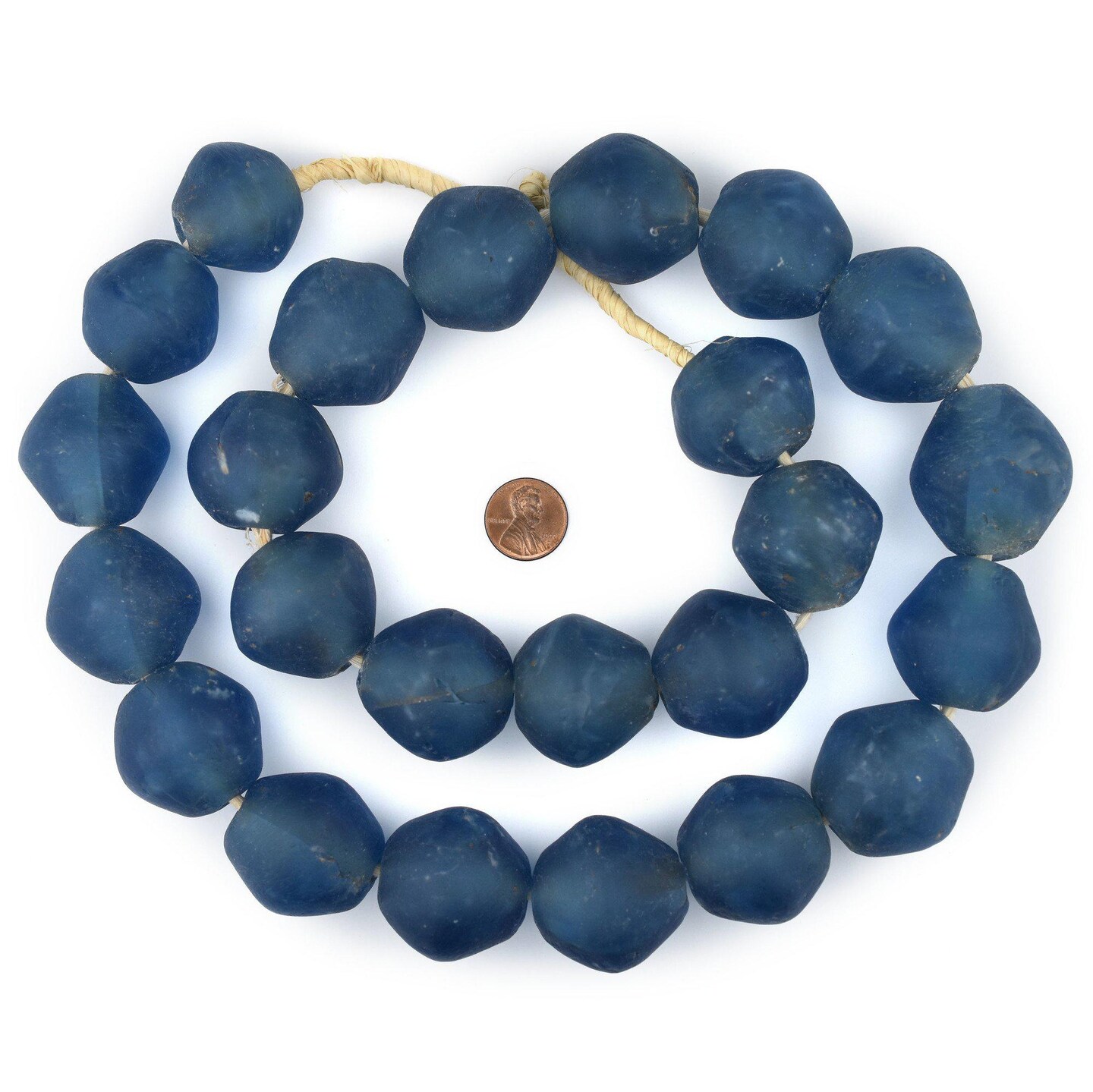 TheBeadChest Super Jumbo Light Blue Bicone Recycled Glass Beads (35mm), Made in Ghana from Recycled Glass Materials