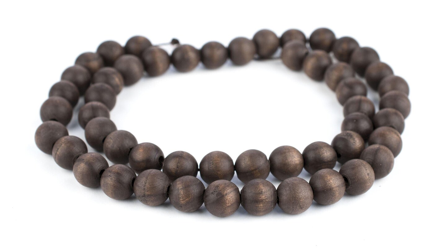 Olive Wood Beads - Full Strand of Round Christian Rosary Prayer Beads - The Bead Chest (12mm, Vintage)