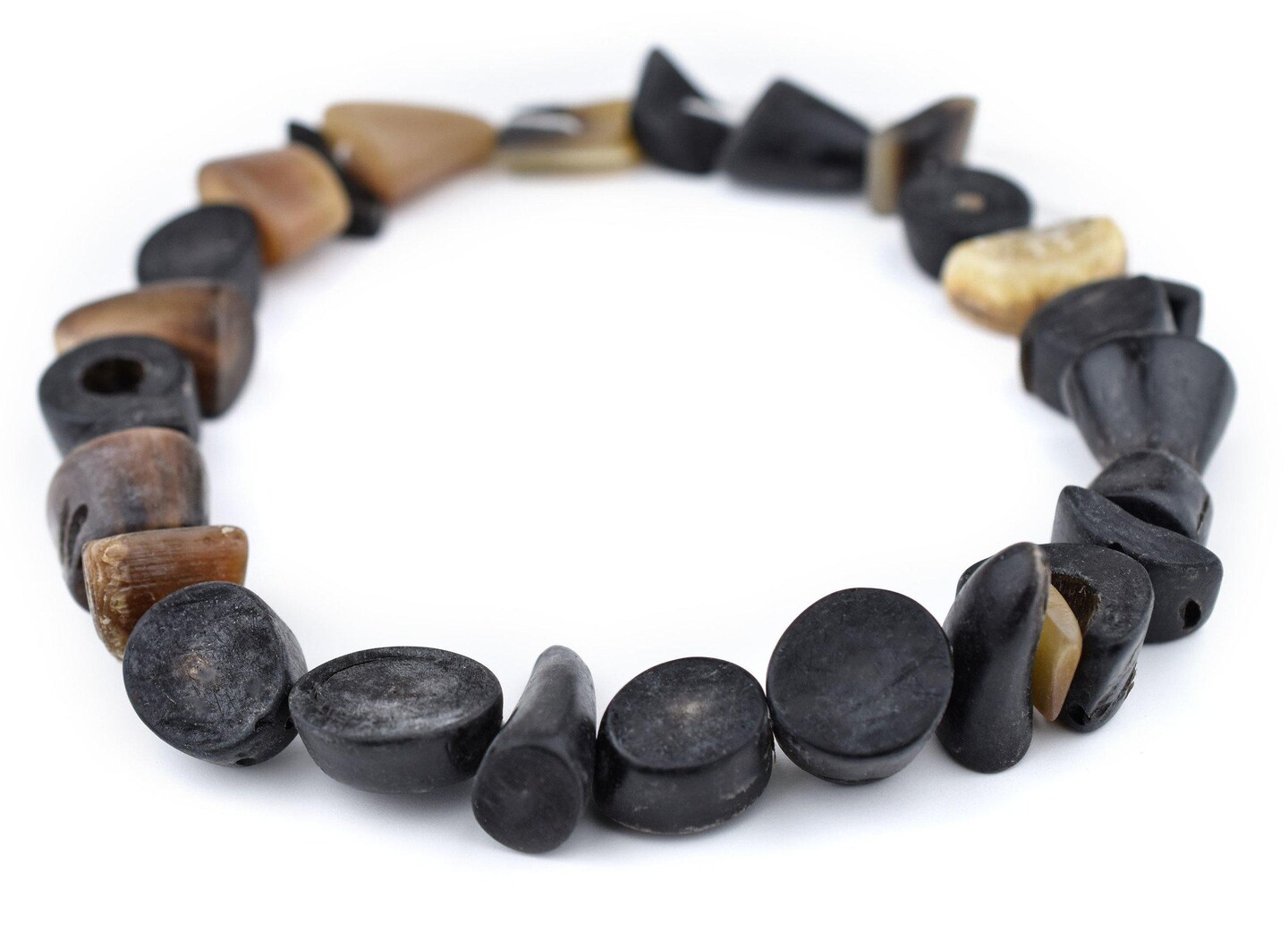TheBeadChest Natural Horn Chunk Beads 21mm Indonesia Black and White Unusual 21 Inch Strand