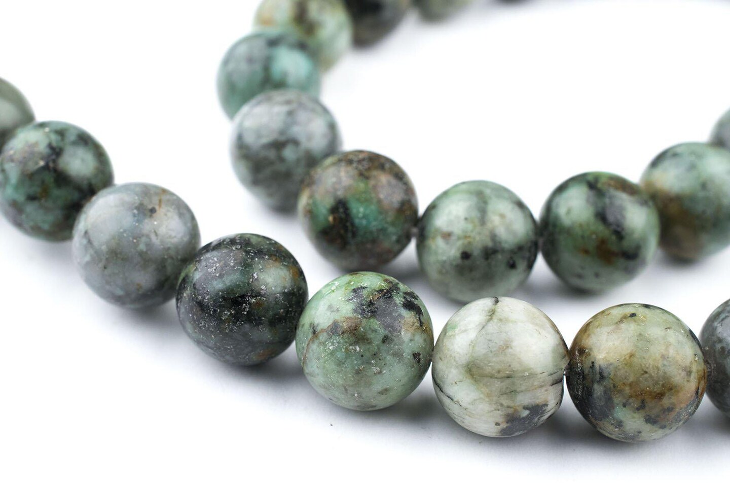 12mm African Turquoise Beads - Full Strand of Genuine Authentic Gemstone Beads - The Bead Chest (Polished)