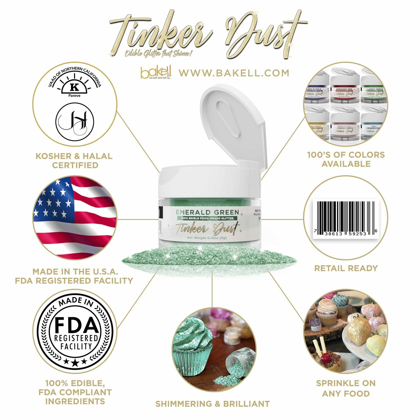 Emerald Green Edible Glitter | Tinker Dust&#xAE; 5 Grams