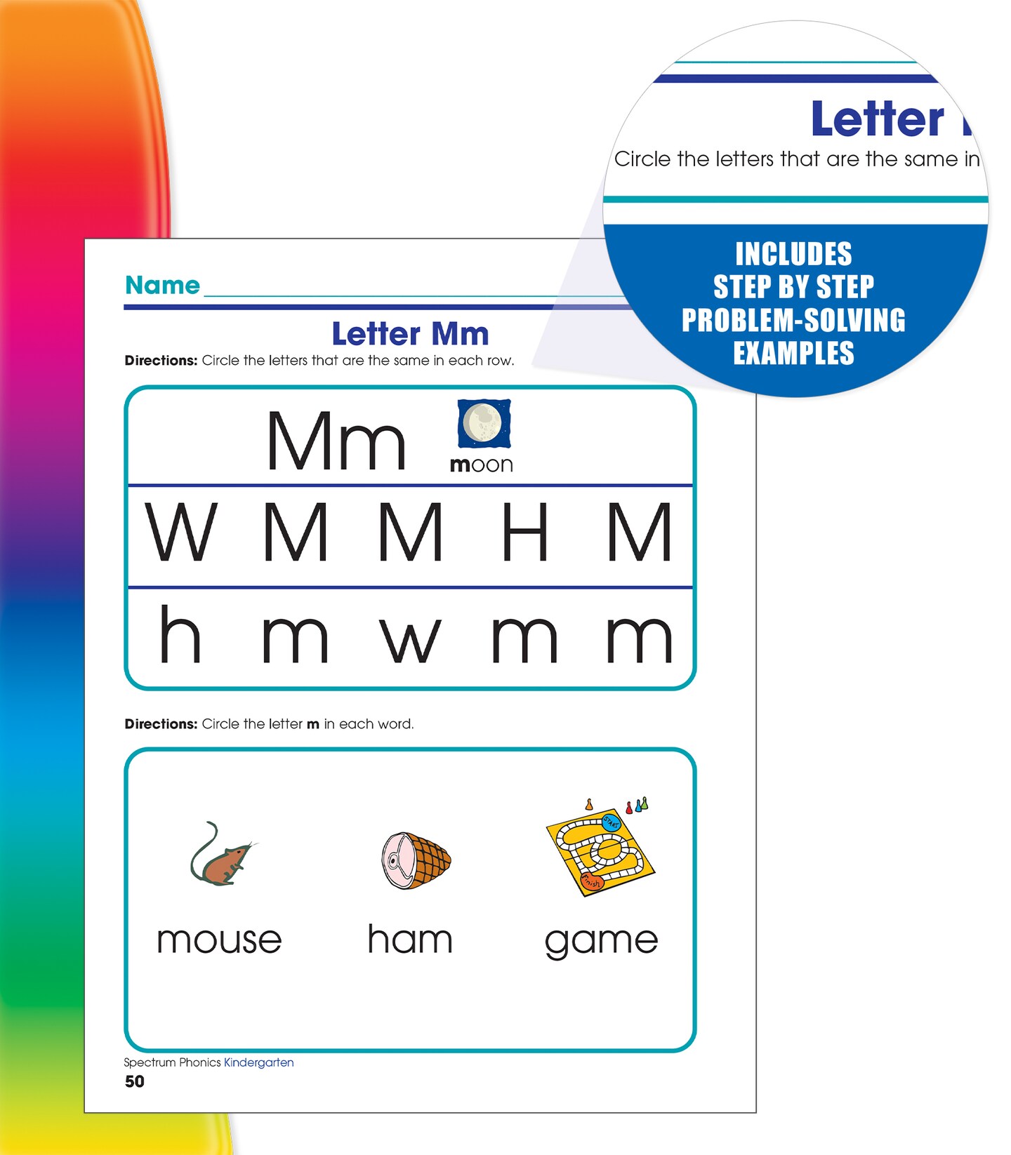 Spectrum Kindergarten Phonics Workbook, Ages 5 to 6, Kindergarten Phonics Workbooks, Letter Recognition, Alphabet Order, Vowel and Consonant Sound Practice - 144 Pages