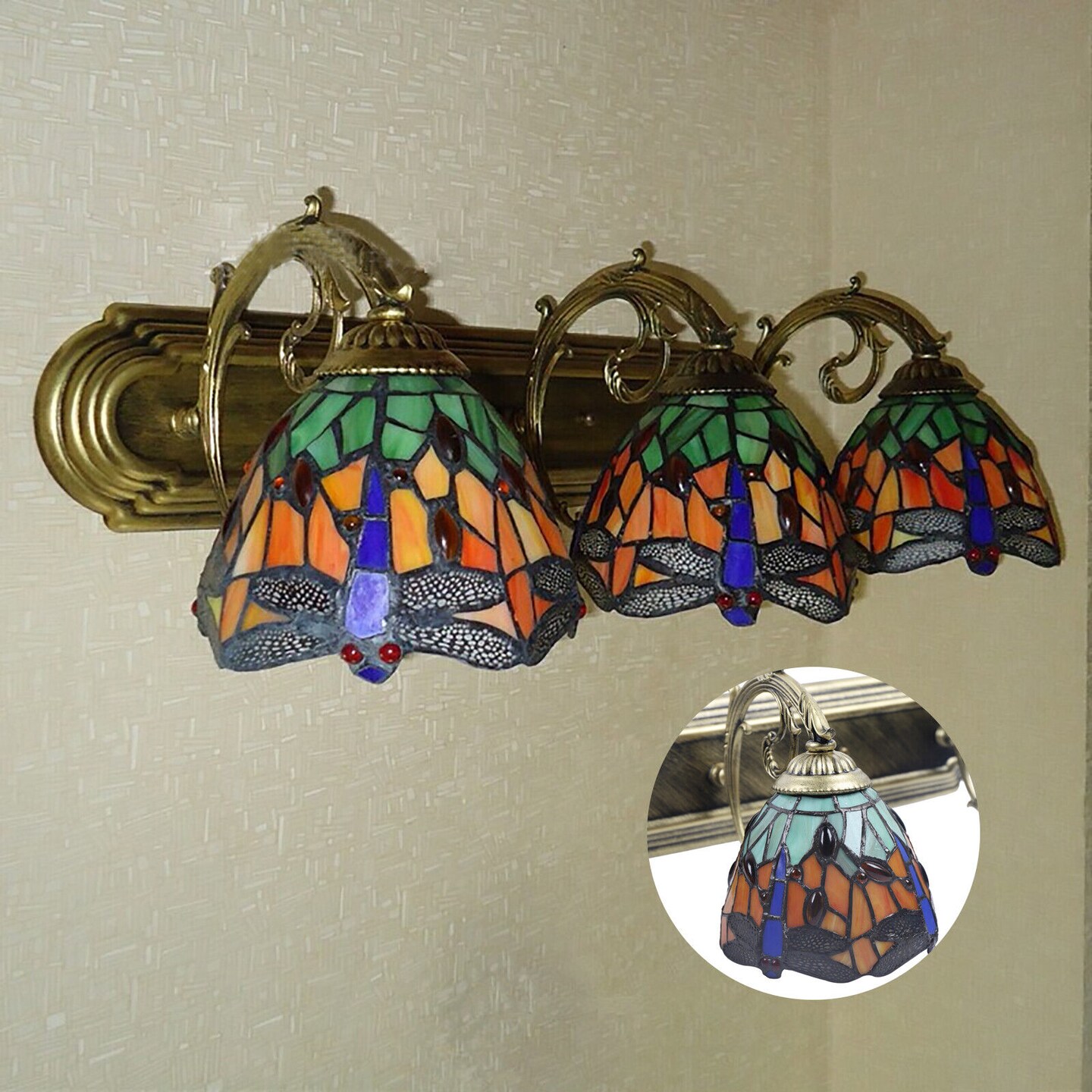 Kitcheniva Tiffany Style Dragonfly Wall Sconce Lamp
