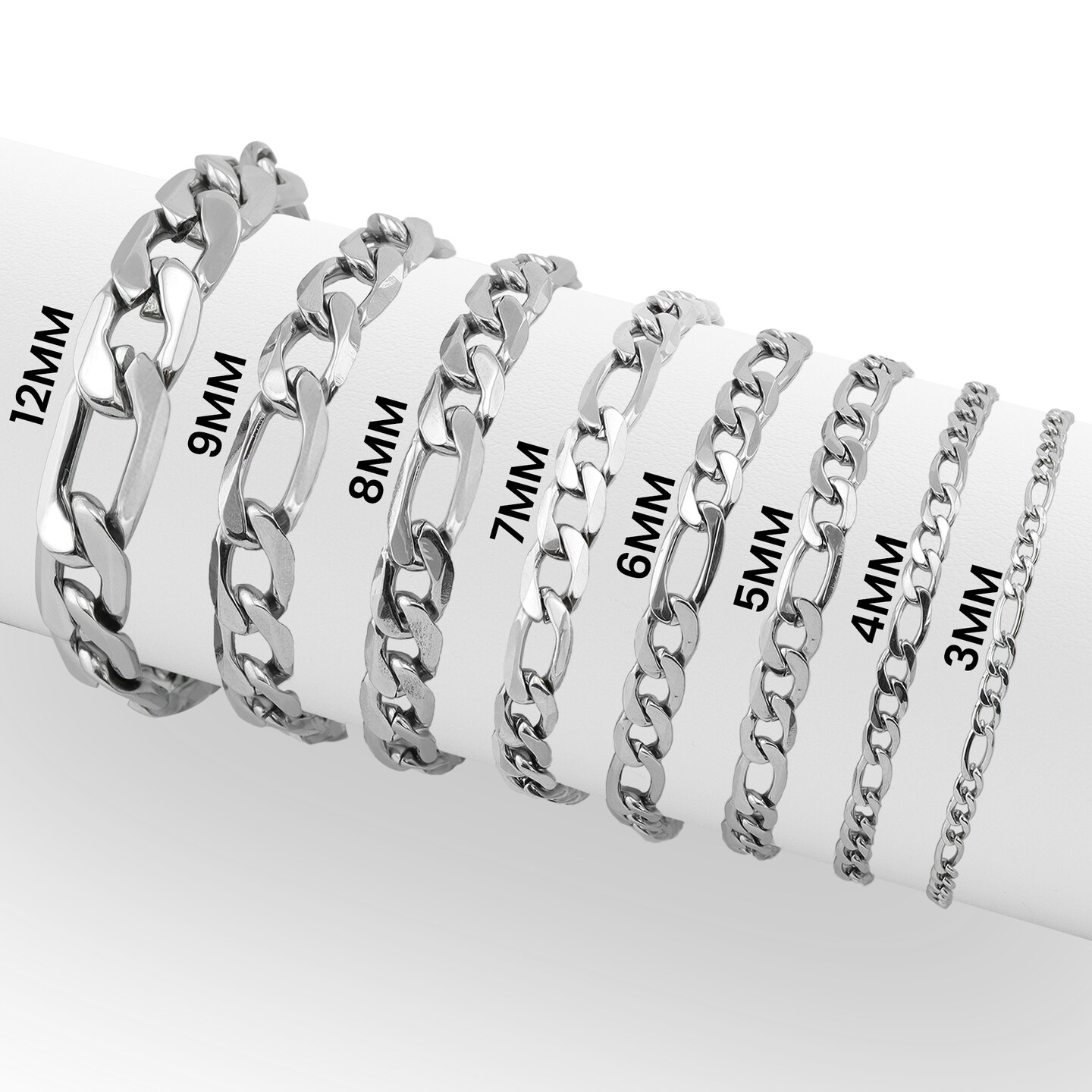 Stainless Steel Figaro Chain Bracelet