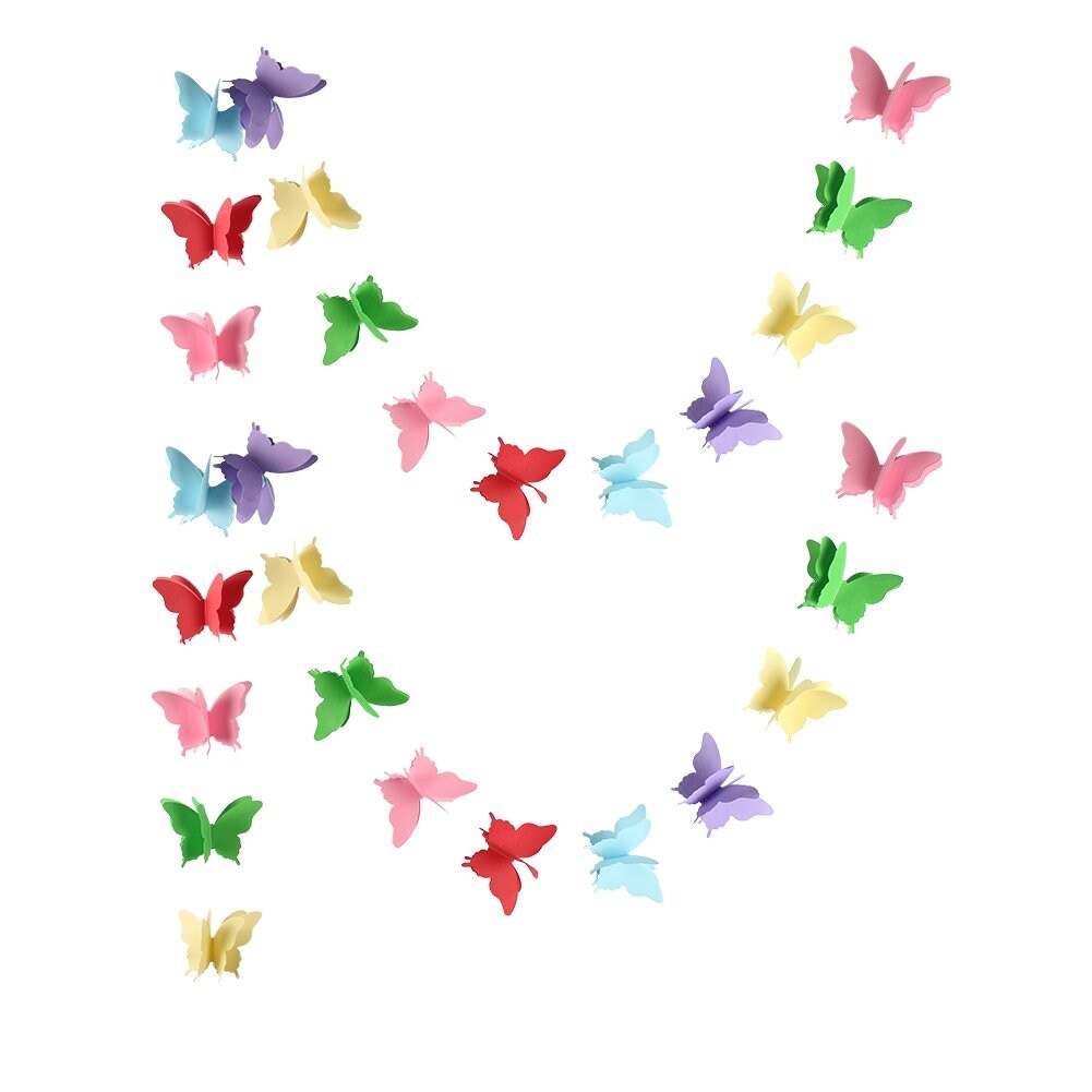 zilue Butterfly Banner Decorative Paper Garland for Wedding, Baby Shower, Birthday &#x26; Theme Decor 110 Inches Long Set of 2 Pieces Mix Color