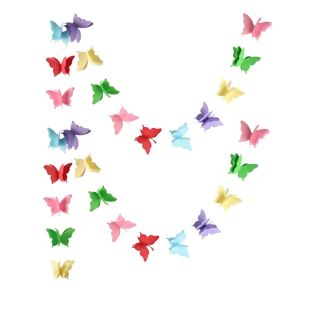 Butterfly Banner Decorative Paper Garland for Wedding, Baby Shower, Birthday & Theme Decor 110 Inches Long Set of 2 Pieces Mix Color