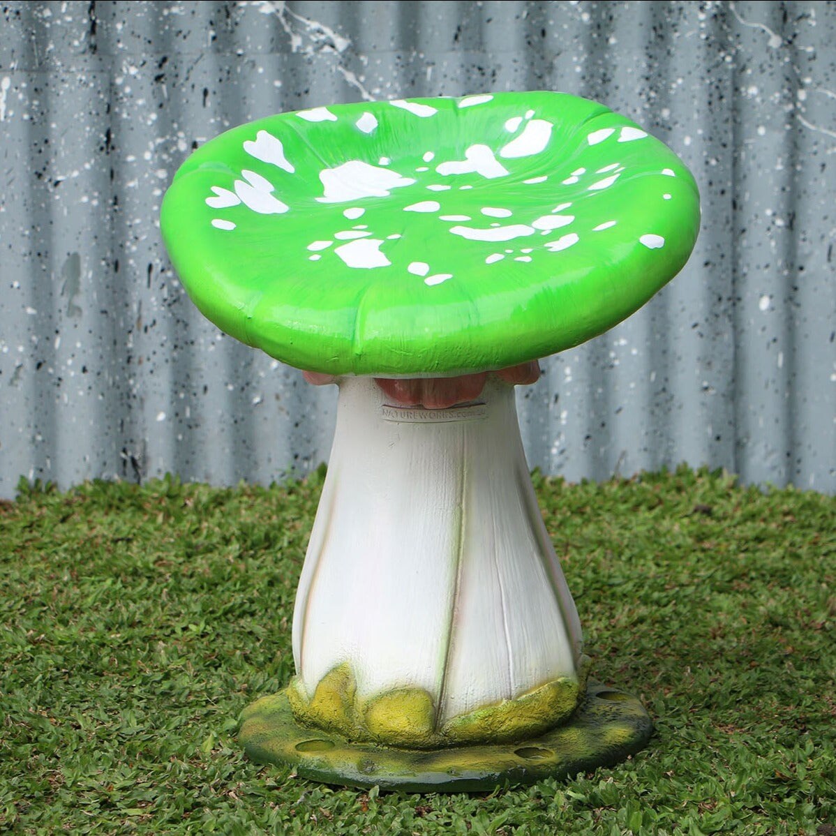 Green Single Mushroom Stool Over Sized Statue