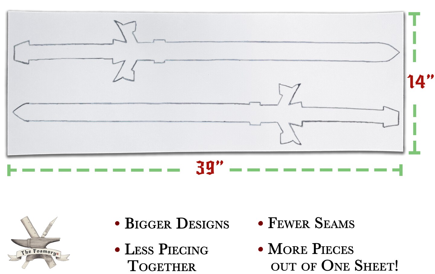 EVA Foam Cosplay | 14" x 39" Sheet | Ultra High Density 85kg/m3 | by The Foamory