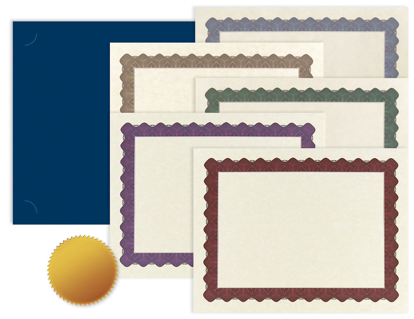 Great Papers! Certificate Kit, Certificates, Seals, and Certificate Backers, 25 sets (75 pieces total), 8.5&#x22; x 11&#x22; Certificates, 1.75&#x22; Seals, 12&#x22; x 9.375&#x22; Backers