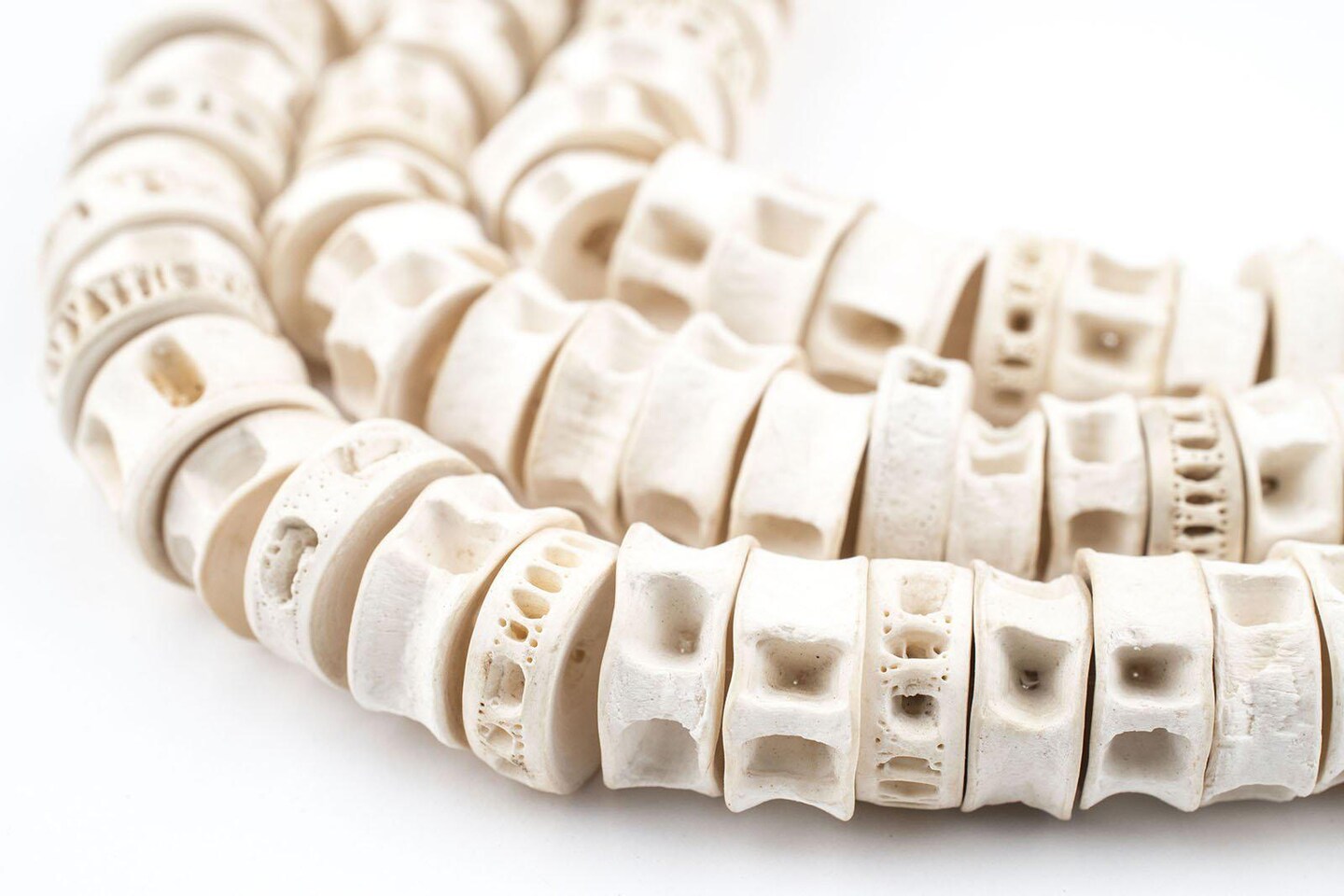 Fish Vertebrae Beads - Full Strand of Recycled African Bone Beads - The Bead Chest (12-16mm)