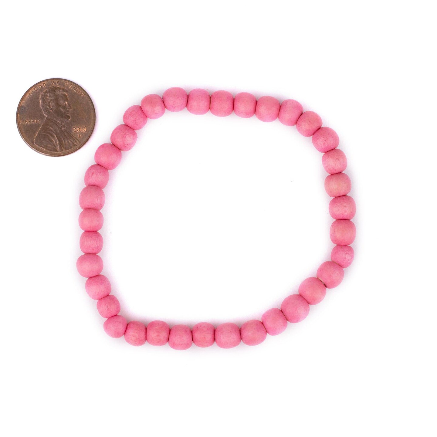 TheBeadChest Wood Stretch Bracelet, Neon Pink - Stackable Beaded Jewelry, Unisex for Men &#x26; Women