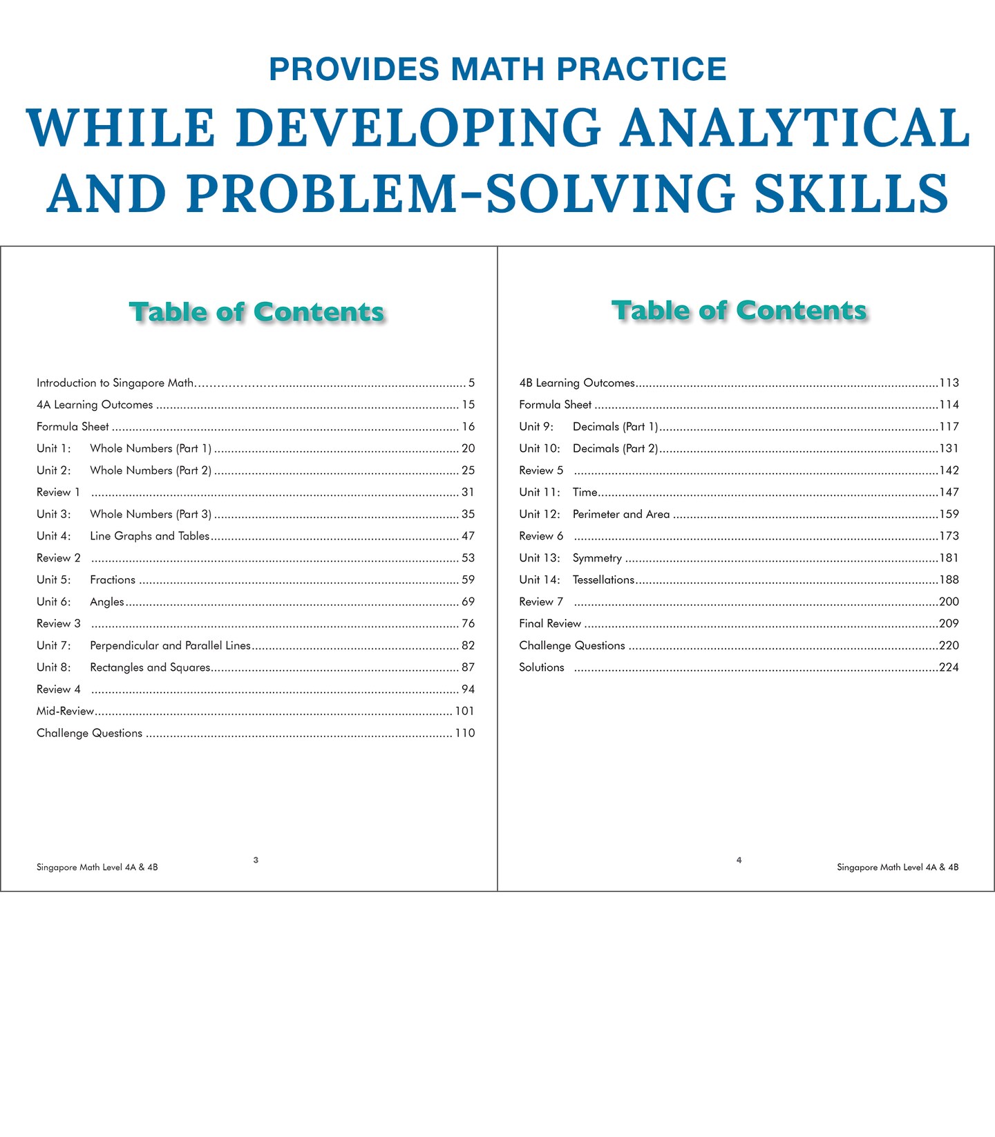 Singapore Math Level 4 A & B 5th Grade Math Workbooks, Singapore Math Grade 5, Fractions, Whole Numbers, Decimals, and Time, 5th Grade Math Classroom or Homeschool Curriculum