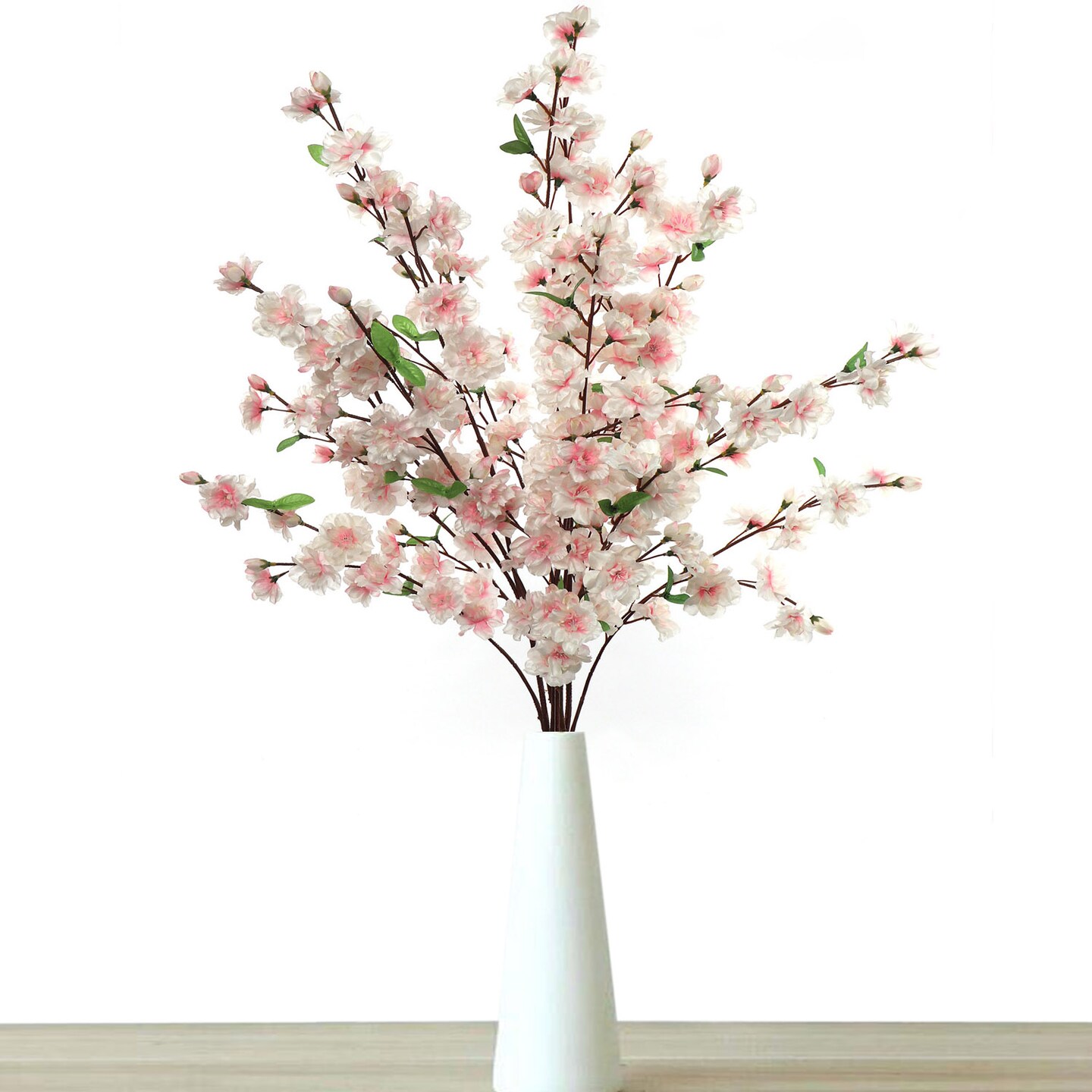 6-Pack Light Pink Cherry Blossom Stems - Realistic Silk Flowers for Floral Arrangements, Bouquets & Home Decor by Floral Home®