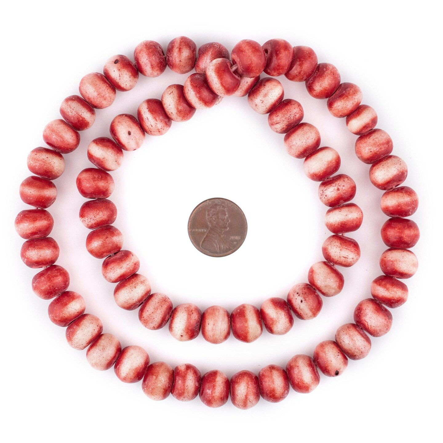 TheBeadChest Red Rustic Bone Beads (12mm)