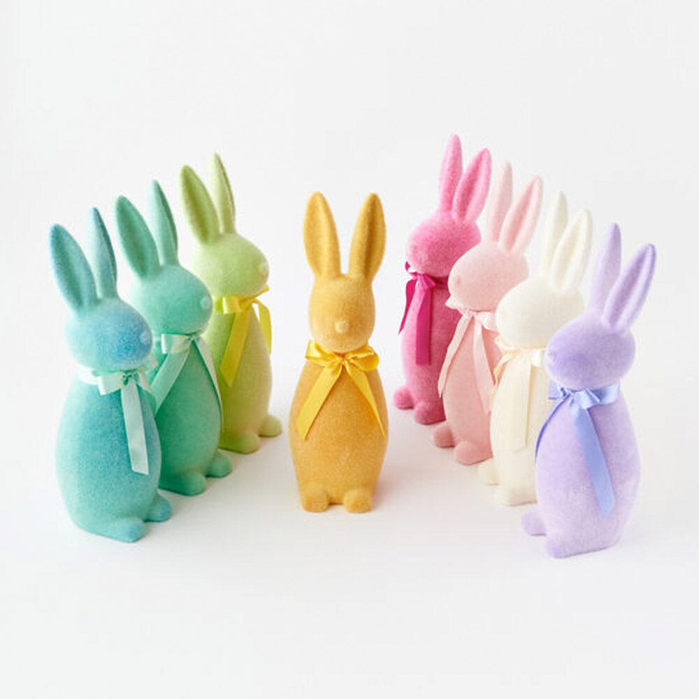 Flocked Pastel Button Nose Bunny Medium 16&#x22; Purple