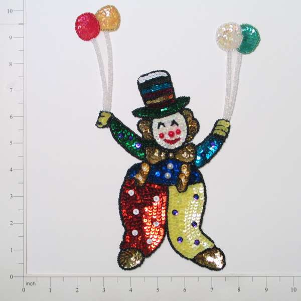 Birthday Clown Sequin Applique/Patch 10&#x22; x 6&#x22;