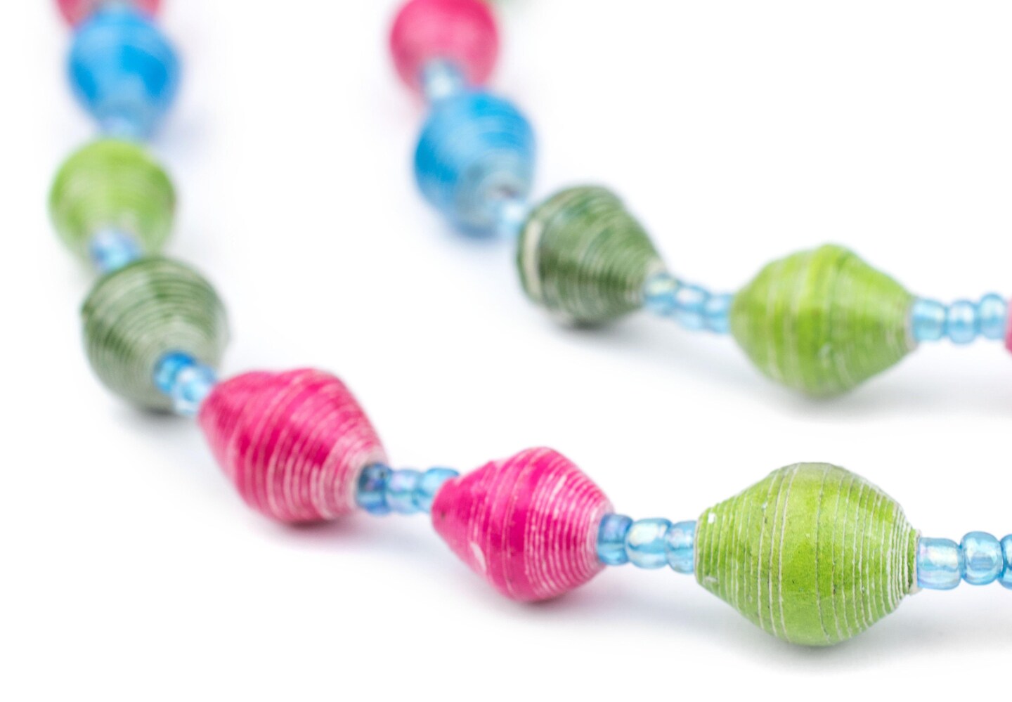 Recycled Paper Bead Necklace from Uganda - Fair Trade African Jewelry by The Bead Chest (Carnival Medley)