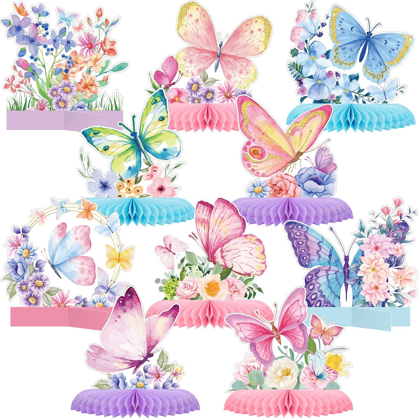 10 PCS Butterfly Centerpieces for Tables Butterfly Birthday Party Decorations Butterfly Honeycomb Table Centerpiece Butterfly Theme Party Supplies for Birthday Baby Shower Party Decor