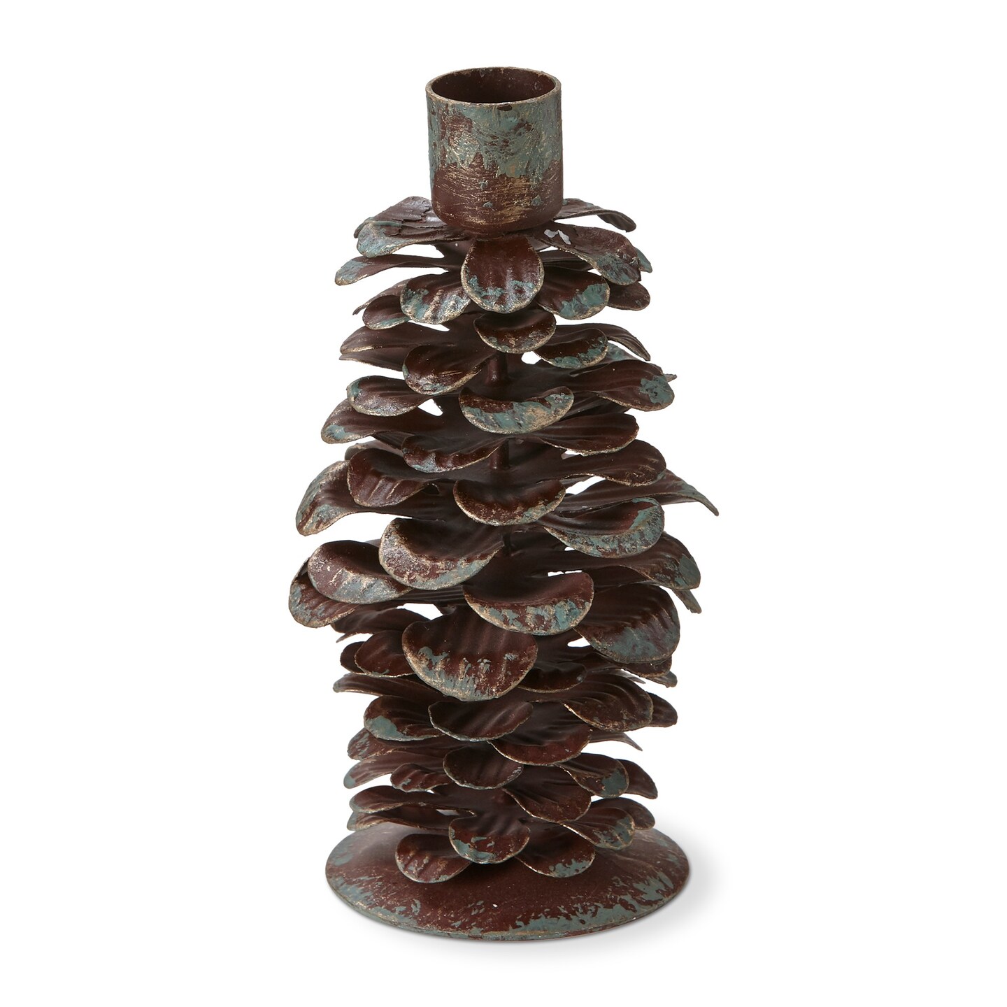 Rustic Brown Metal Pinecone Taper Candle Holder Medium, 2.8L x 2.8W x 5.5H inches