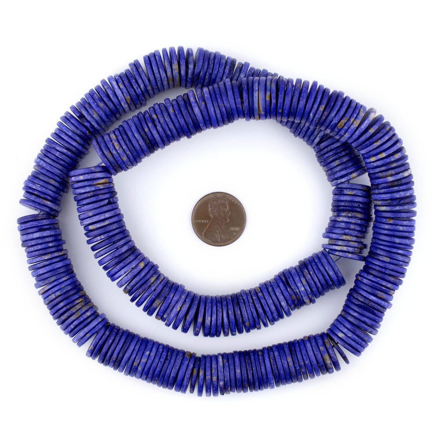 TheBeadChest 14mm Lapis Blue Bone Button Beads: Nepal Flat Round Disk Heishi Beads for DIY Necklace Jewelry Making