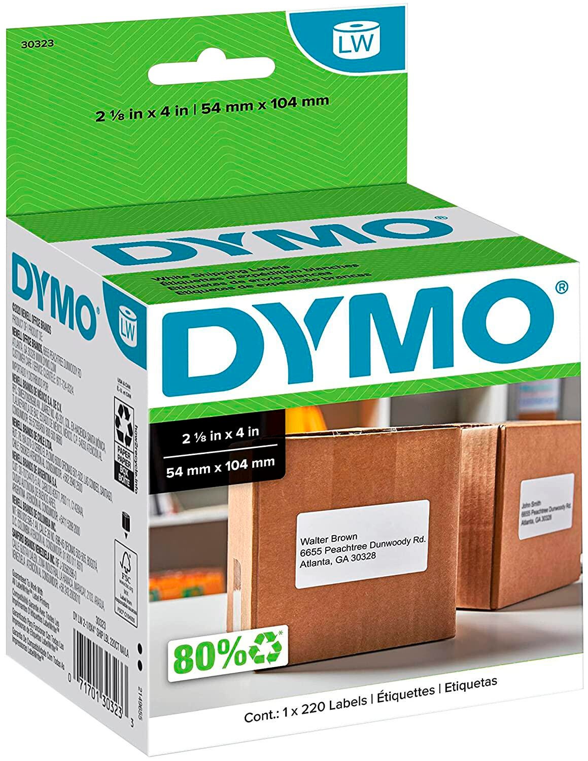 DYMO LabelWriter Shipping Labels, 2-1/8 x 4 Inches, White, Roll of 220 Labels