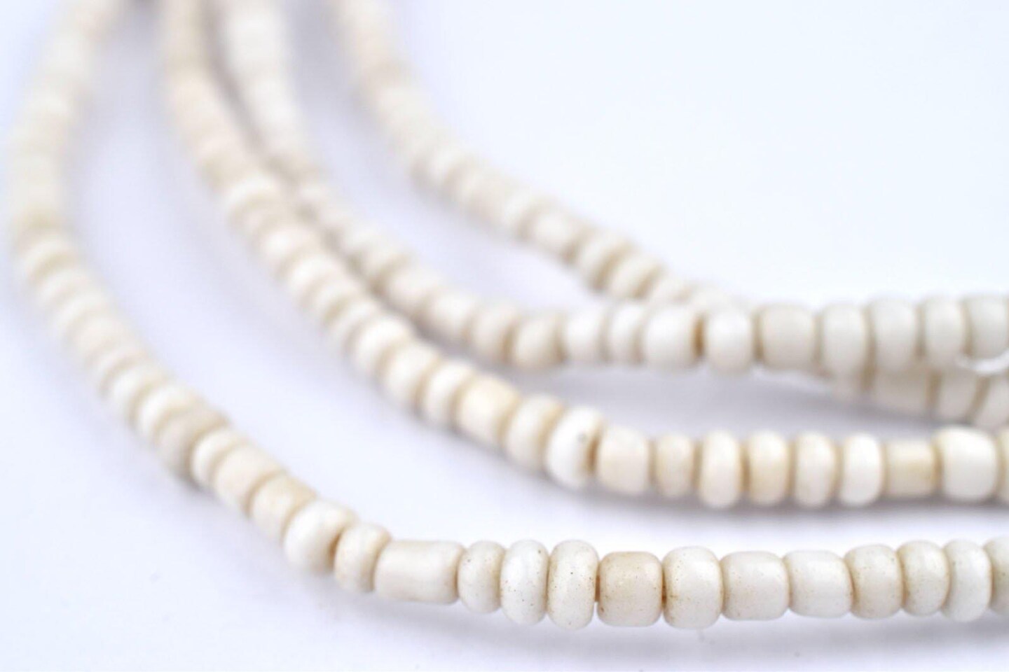 The Bead Chest Vintage White Nigerian Glass Beads 3mm African Seed 24 Inch Strand Handmade