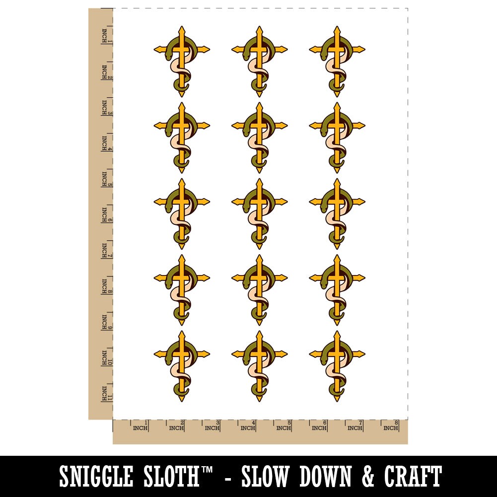 Brazen Serpent on Cross Good and Evil Temporary Tattoo Water Resistant Fake Body Art Set Collection (1 Sheet)