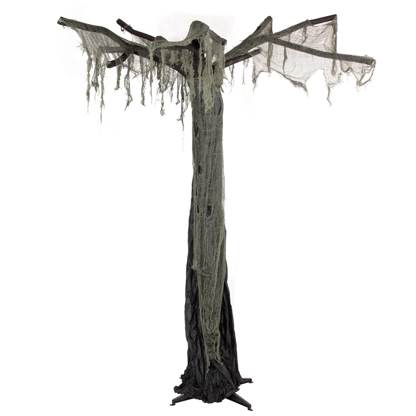 Northlight Spooky Standing Draped Ghost Tree Halloween Decoration - 7.5&#x27; - Black and Gray