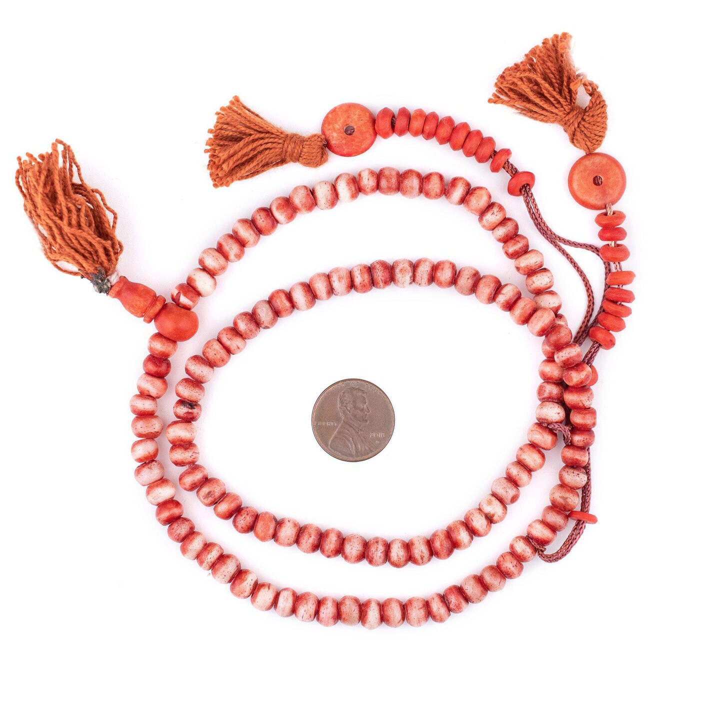 TheBeadChest Red Rustic Bone Mala Beads (6mm)
