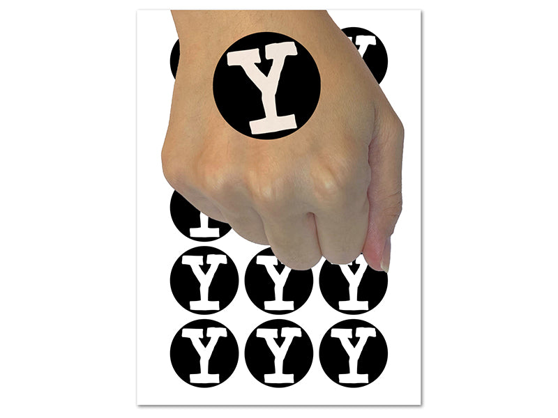 Letter Y Uppercase Cute Typewriter Font Temporary Tattoo Water Resistant Fake Body Art Set Collection (1 Sheet)