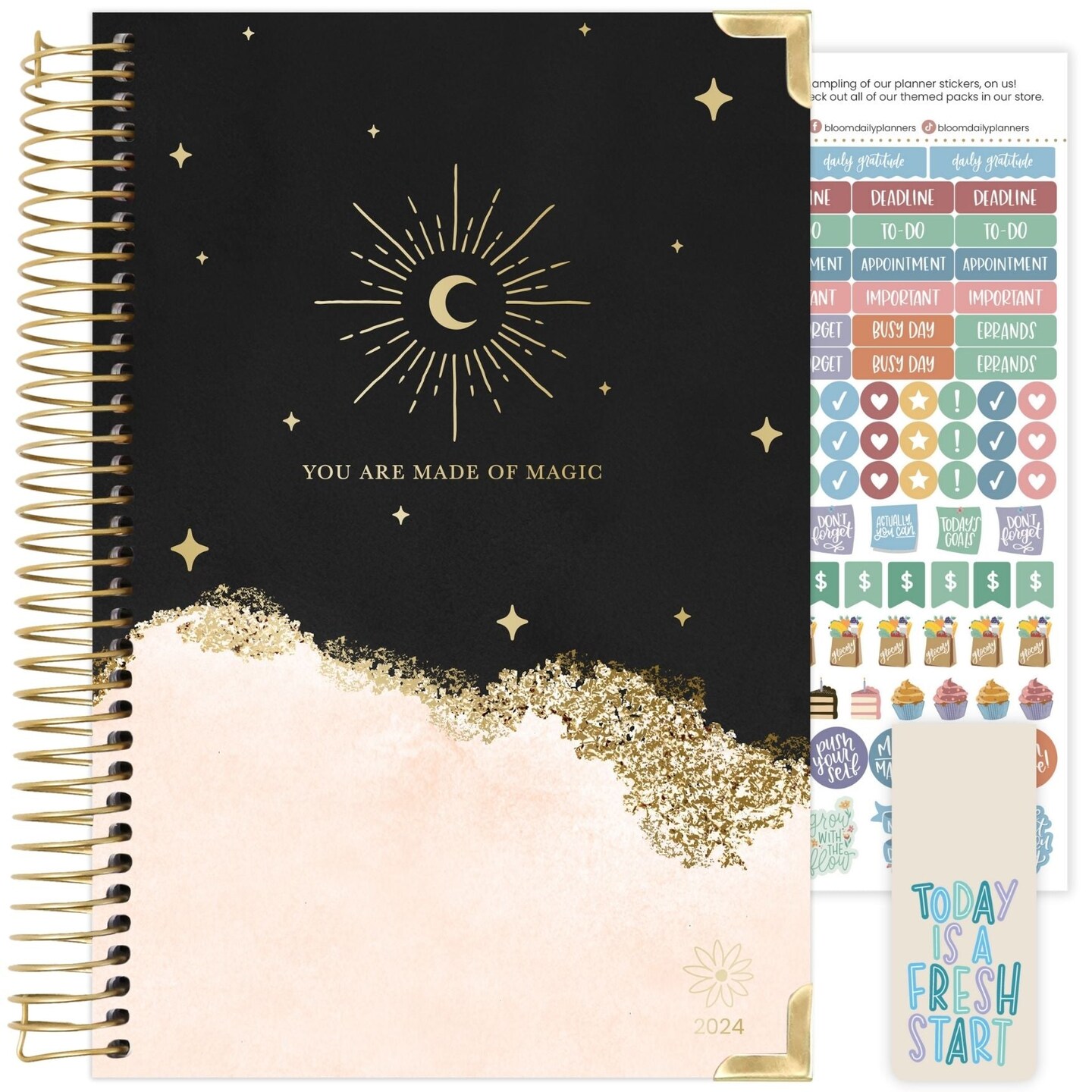bloom daily planners 2024 Hard Cover Planner, 5.5&#x22; x 8.25&#x22;, Celestial