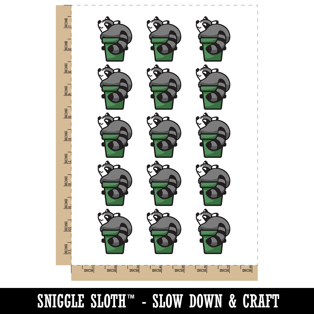 Fat Raccoon Sitting in Trash Can Temporary Tattoo Water Resistant Fake Body Art Set Collection (1 Sheet)