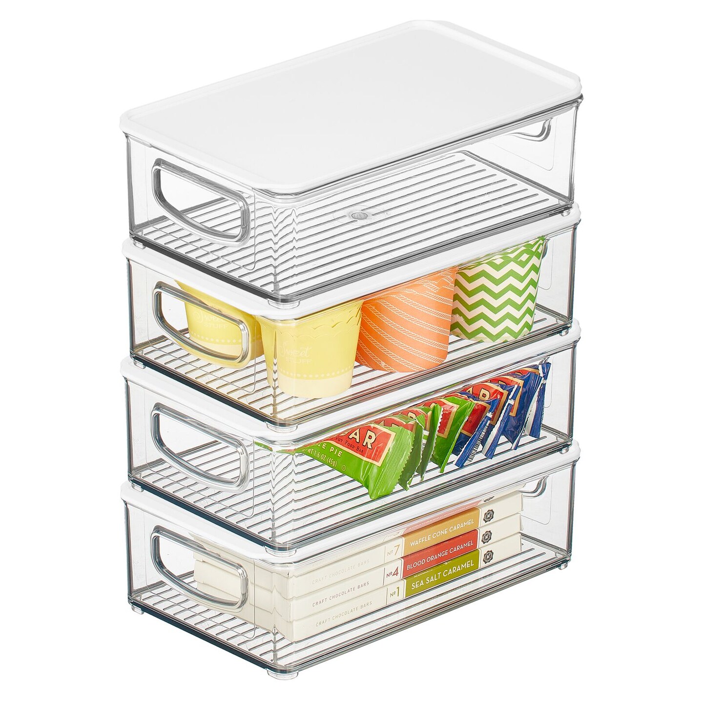 mDesign Plastic Deep Kitchen Storage Bin Box, Lid/Handles