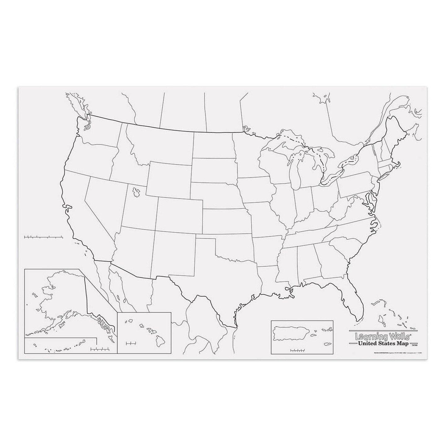 Learning Walls, United States Map, 48&#x22; x 72&#x22;, 1 Piece
