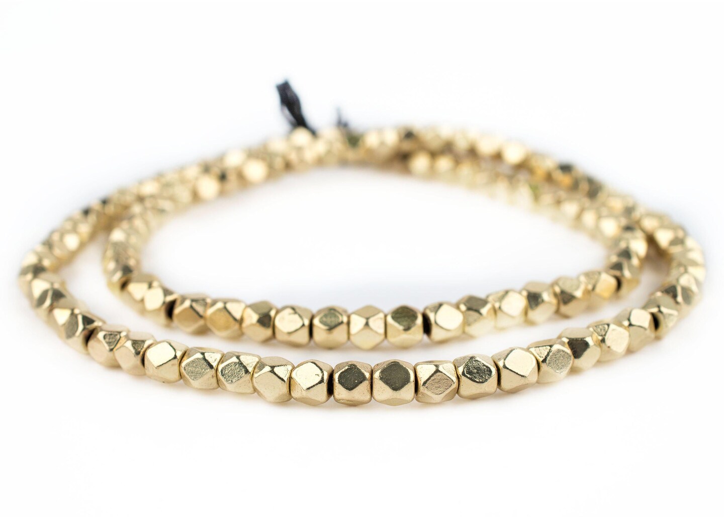 Cornerless Cube Beads - Full Strand of Faceted Ethnic Metal Spacers - The Bead Chest (6mm, Gold)