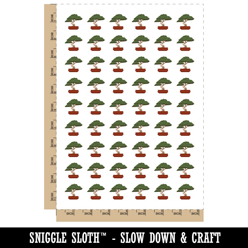 Bonsai Tree Solid Temporary Tattoo Water Resistant Fake Body Art Set Collection (1 Sheet)