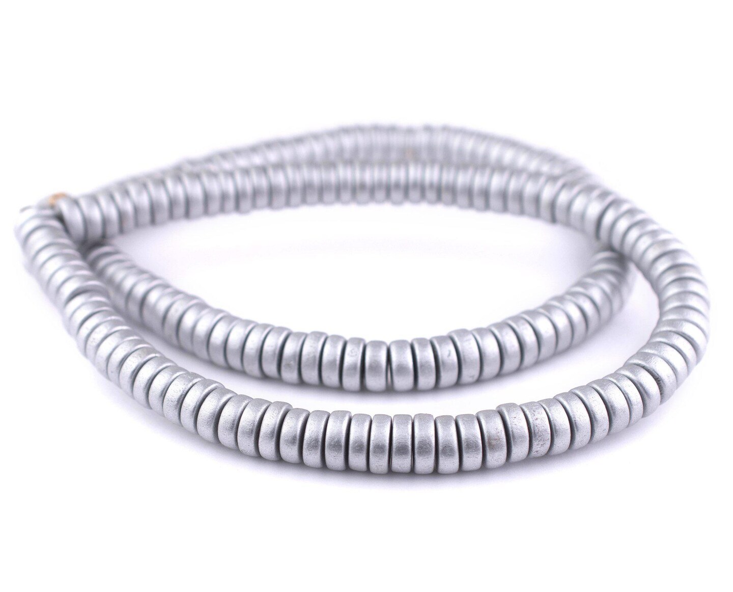 TheBeadChest Silver Disk Natural Wood Beads (5x12mm): Organic Eco-Friendly Wooden Bead Strand for DIY Jewelry, Crafts, Necklace and Bracelet Making